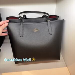 NWT Coach Medium City Tote Bag In Leather CDX83 black gold